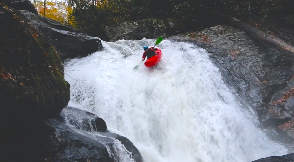 US charger Rye Hester paddles a tight creek in the southeast of the usa. as part of his video entry for the NRS reel world video contest