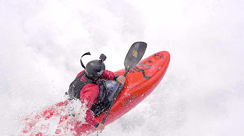 British charger Huw Butterworth runs a waterfall in Norway