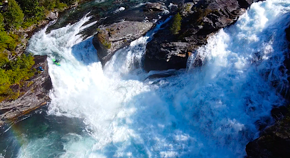 Belgium rider Yoran Jacobs kayaking waterfalls in Norway as part of his Highlight Reel