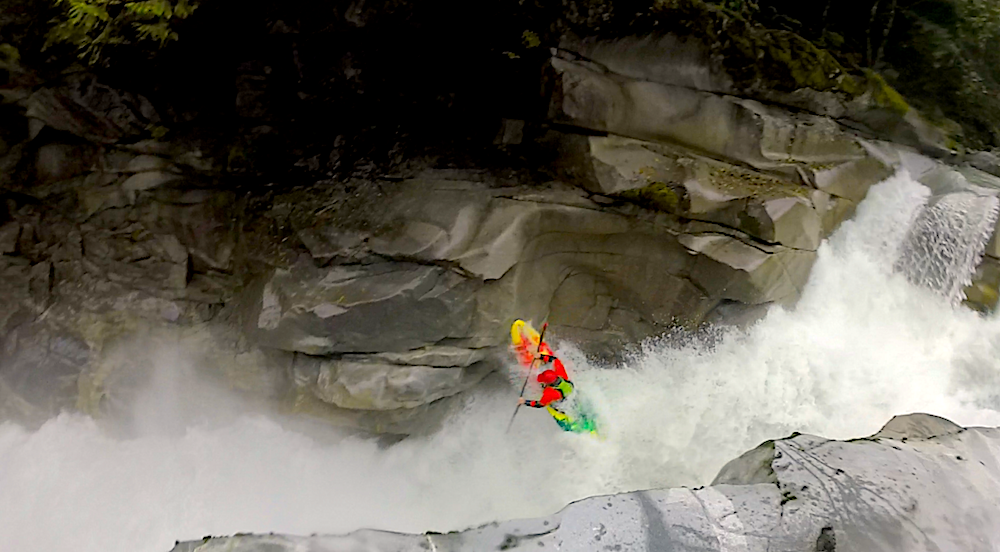 Canadian paddler Luke Longridge sending 50/50 on the Ashlu a little too hard and hit the walls on river right pretty hard, and then gets beat in the bottom hole. BEATER!
