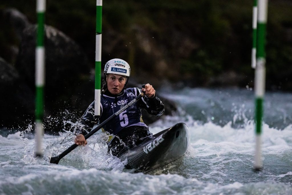 Pau, FRANCE - March 19 : during the Champion Race canoe slalom competition at Stade d'Eaux Vives on March 19, 2022 in Pau, FRANCE. (Photo by Romain Perchicot)