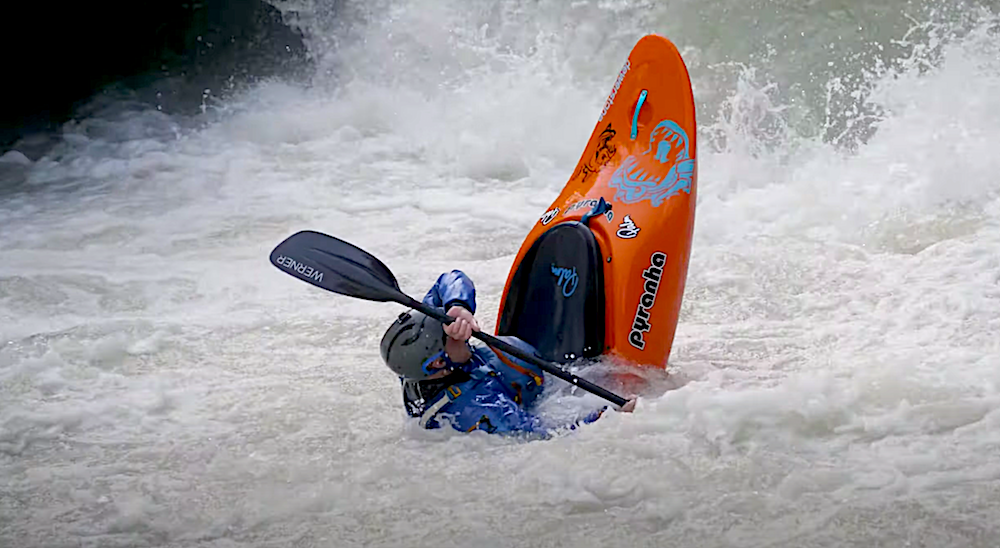 Bren Orton on a groovy mood freeriding his way down Wellerbrucke on the Oetz in Austria at 186 on the gauge.