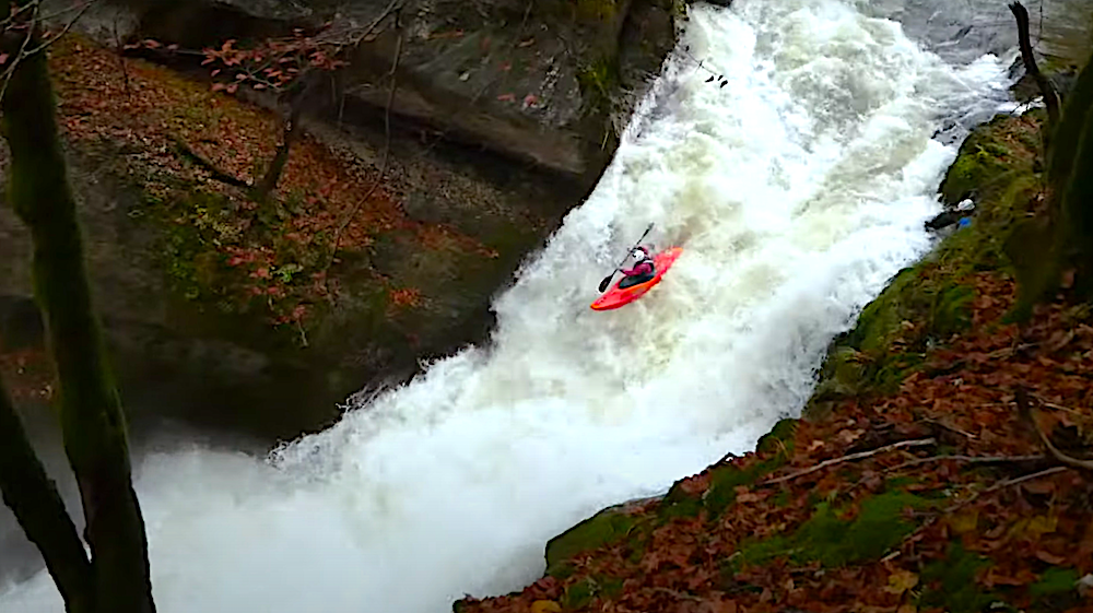 Arthur Bernot paddles the first descent of the infranc on the Saine river (Jura) at prime flows