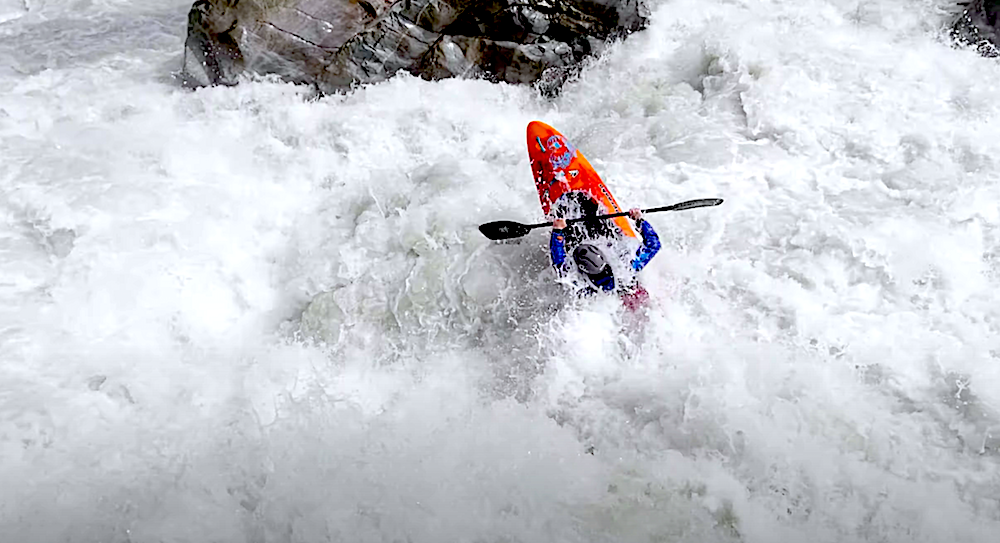 Bren Orton kayaking the infamous Wellerbrucke section ofd the Oetz river in Austria.